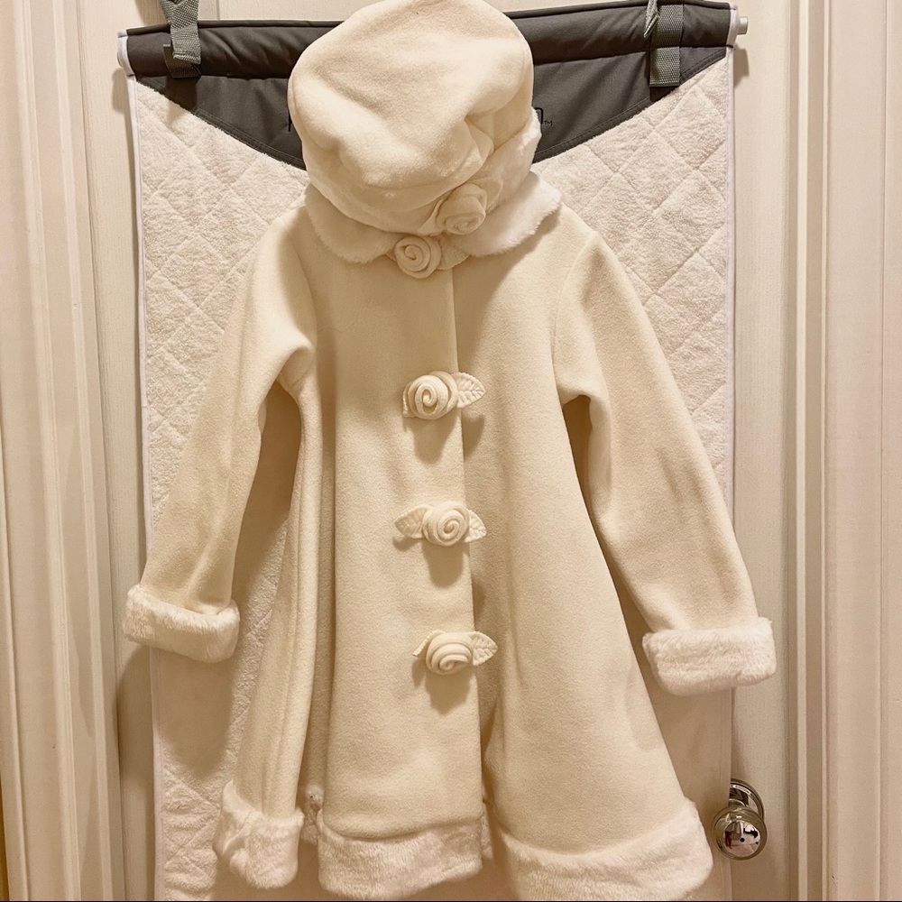 Cute Kids White Winter Coat With Hat